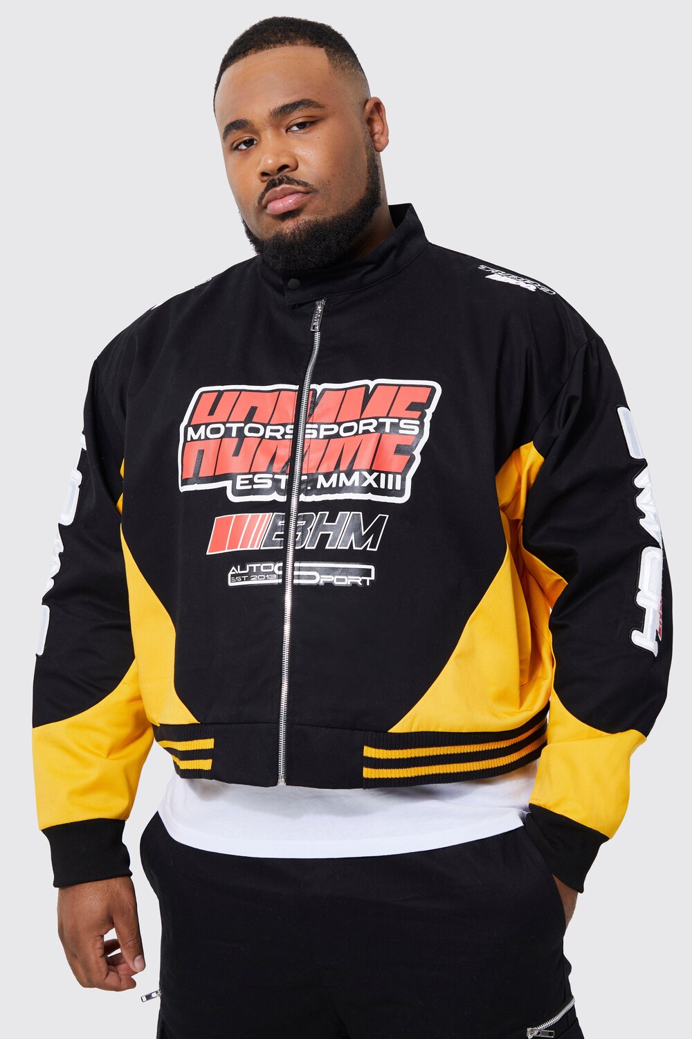 

Мотокуртка plus boxy homme из саржи Boohoo, желтый