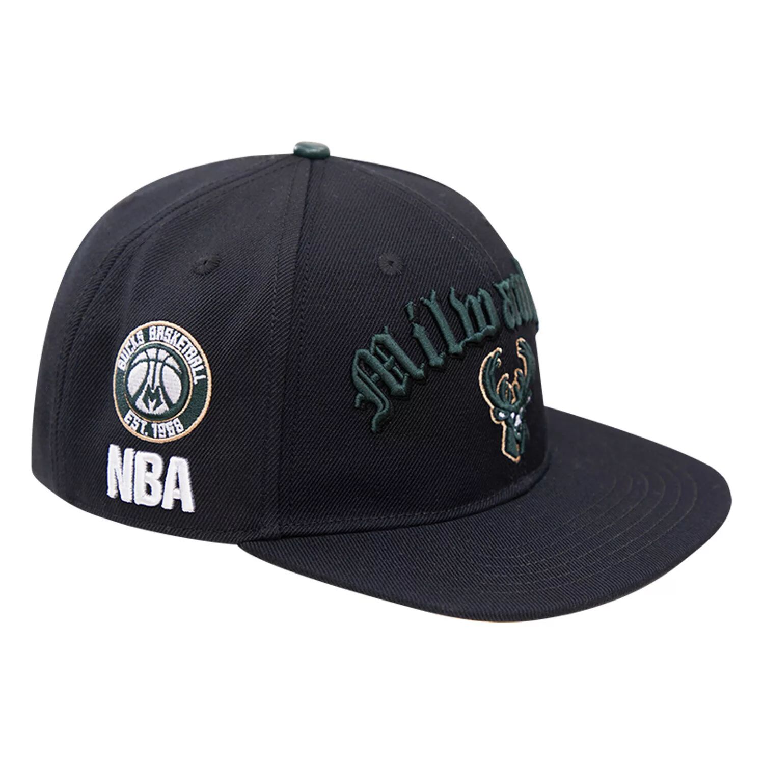 

Мужская кепка Pro Standard черная Milwaukee Bucks Old English Snapback