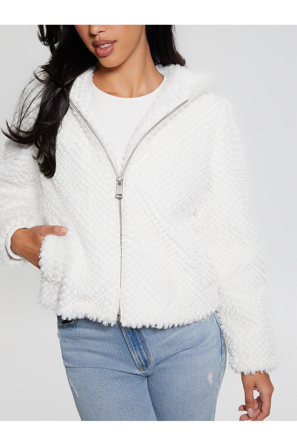 

Новая женская меховая куртка Theoline Guess, белый