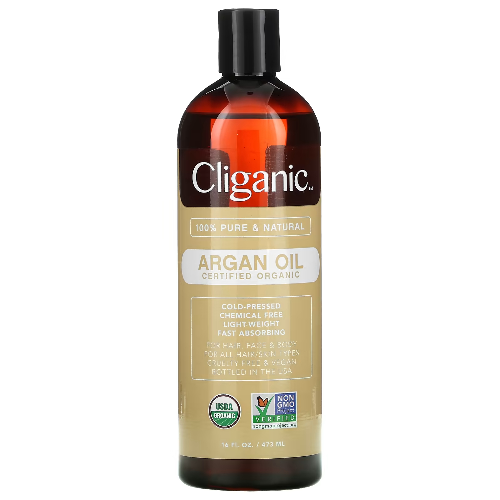 Cliganic 100% чистое и натуральное аргановое масло, 16 жидких унций (473 мл) manitoba harvest сертифицированное натуральное конопляное масло 16 9 жидких унций 500 мл