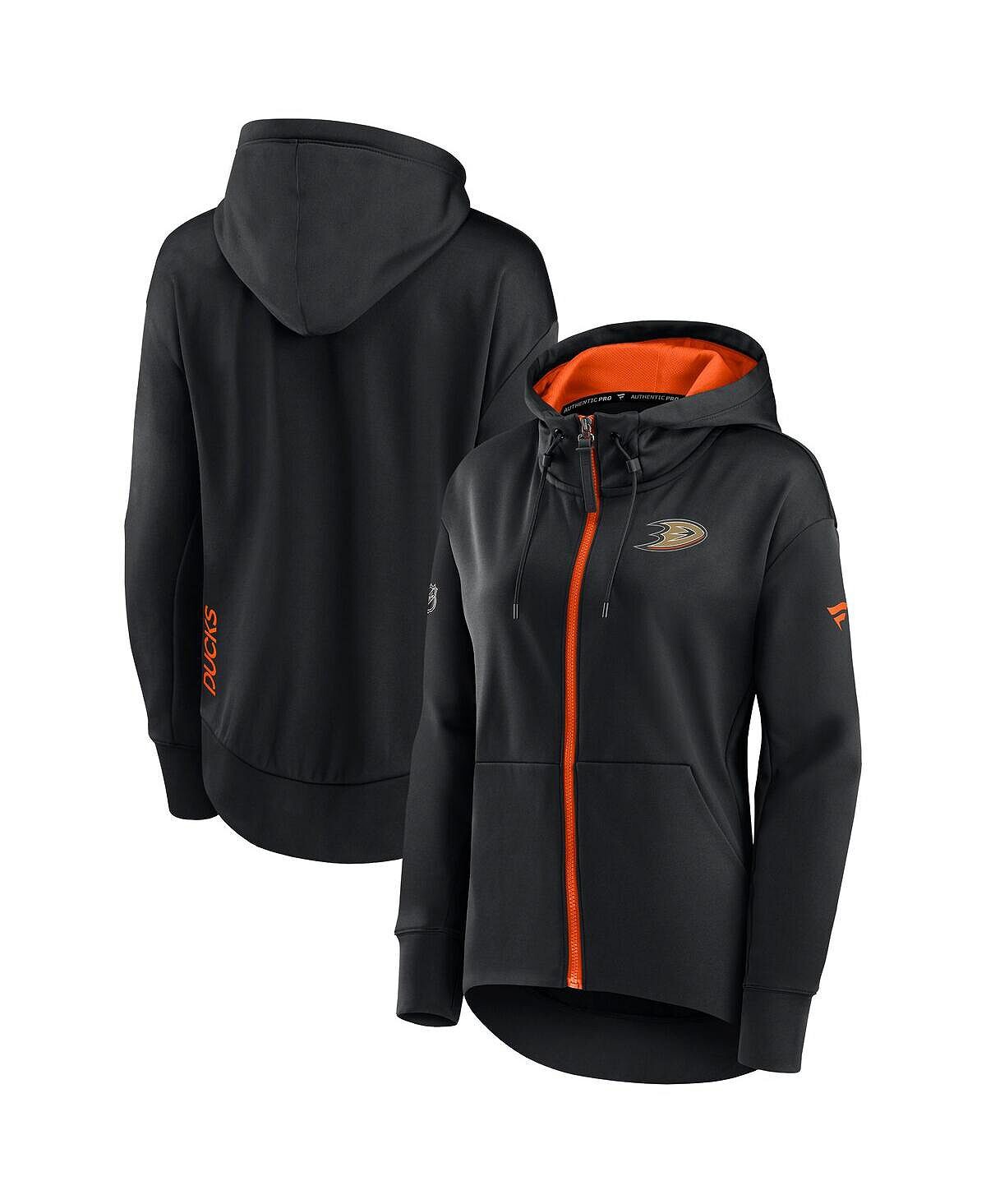 

Женская фирменная черная толстовка с молнией во всю длину Anaheim Ducks Authentic Pro Rink Fanatics, черный