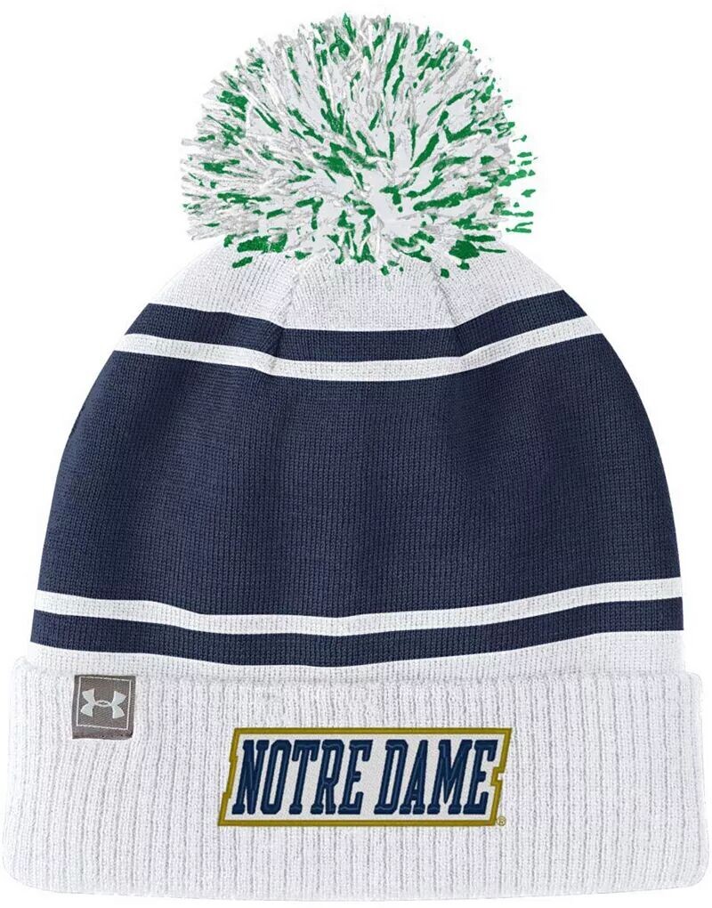 

Мужская белая вязаная шапка Under Armour Notre Dame Fighting Irish Pom