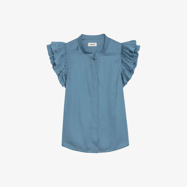 

Атласный топ Tiza с оборками Zadig&Voltaire, цвет bluestone