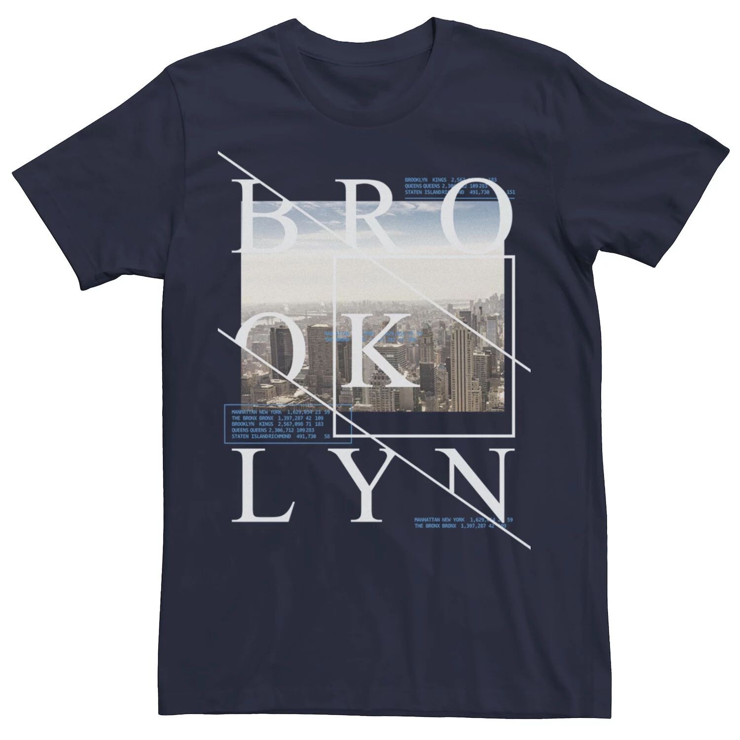 

Мужская кв. Футболка с накладным плакатом 9 Brooklyn Text Skyline Apt. 9