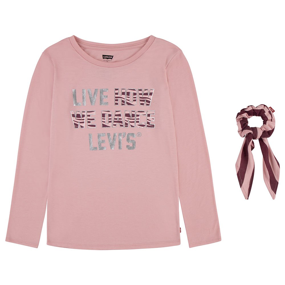 футболка levi s размер s розовый Футболка Levi´s Zebra Scrunchi Teen Long Sleeve Round Neck, розовый