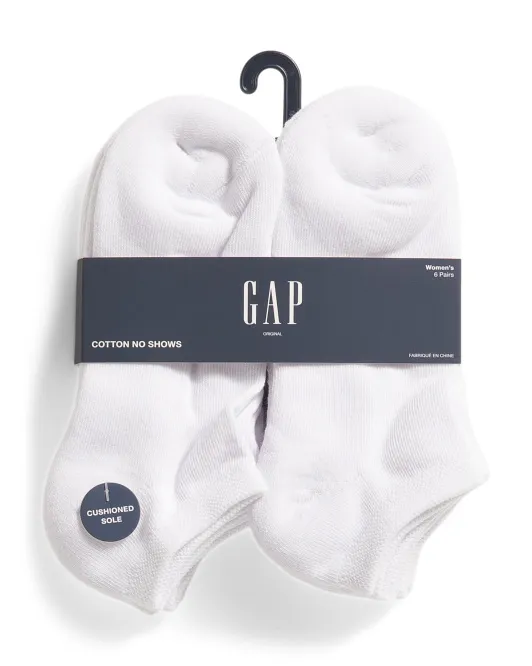 

Однотонные носки-невидимки из 6 пар хлопка The Gap, белый