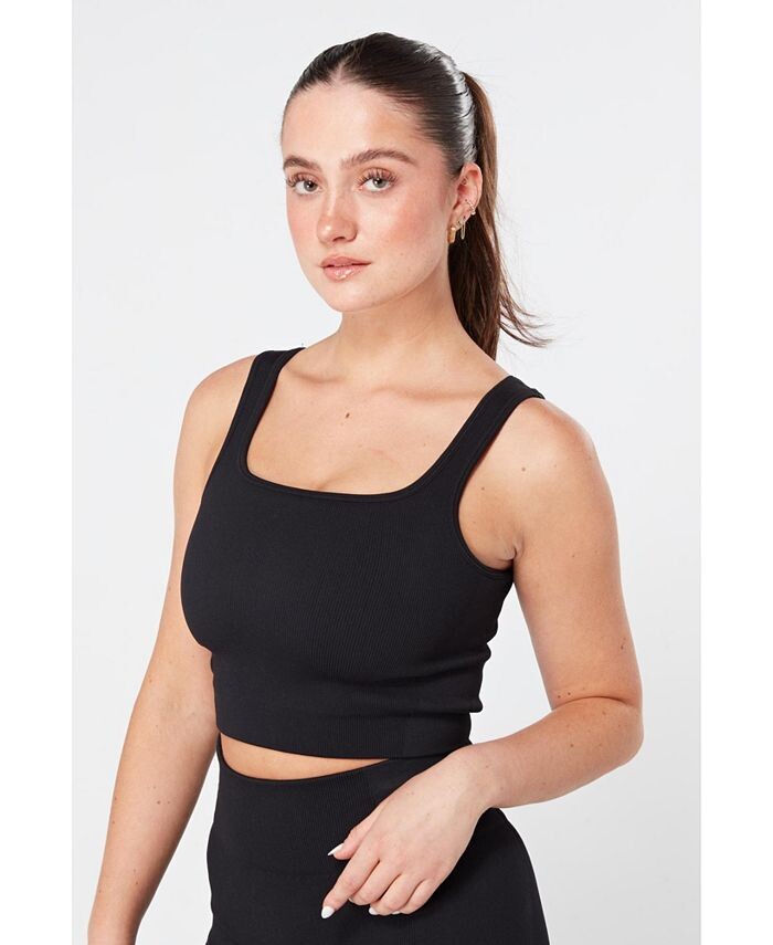 

Женский бесшовный топ в рубчик Twill Active, черный