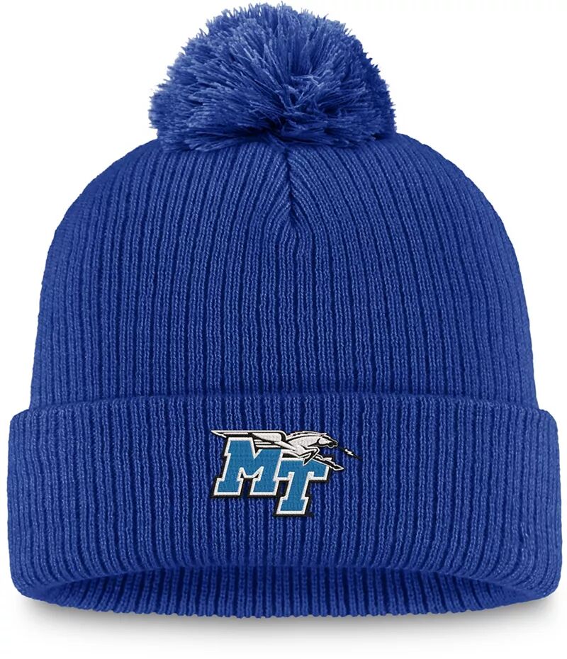 Синяя вязаная шапка Top of the World Middle Tennessee State Blue Raiders с манжетами и помпонами