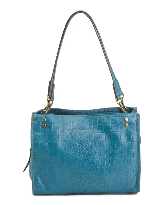 

Кожаная сумка-портфель Lenox с тройным входом American Leather Co., цвет Turquoise
