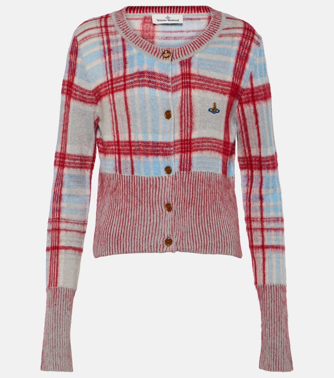 

Кардиган в клетку madras из смесового хлопка Vivienne Westwood, мультиколор