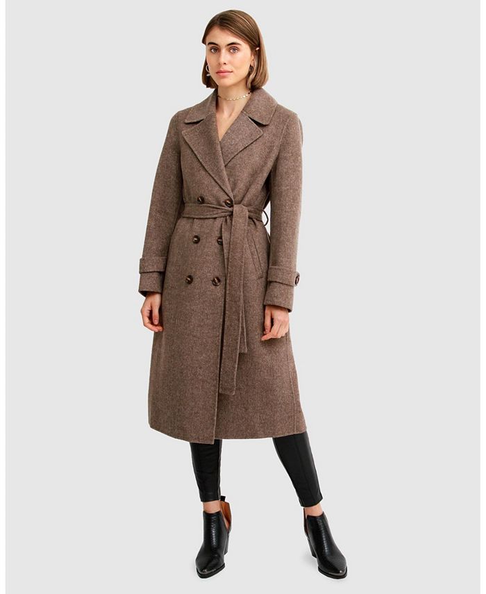 цена Женское пальто с поясом для бегунов спереди Belle & Bloom, коричневый