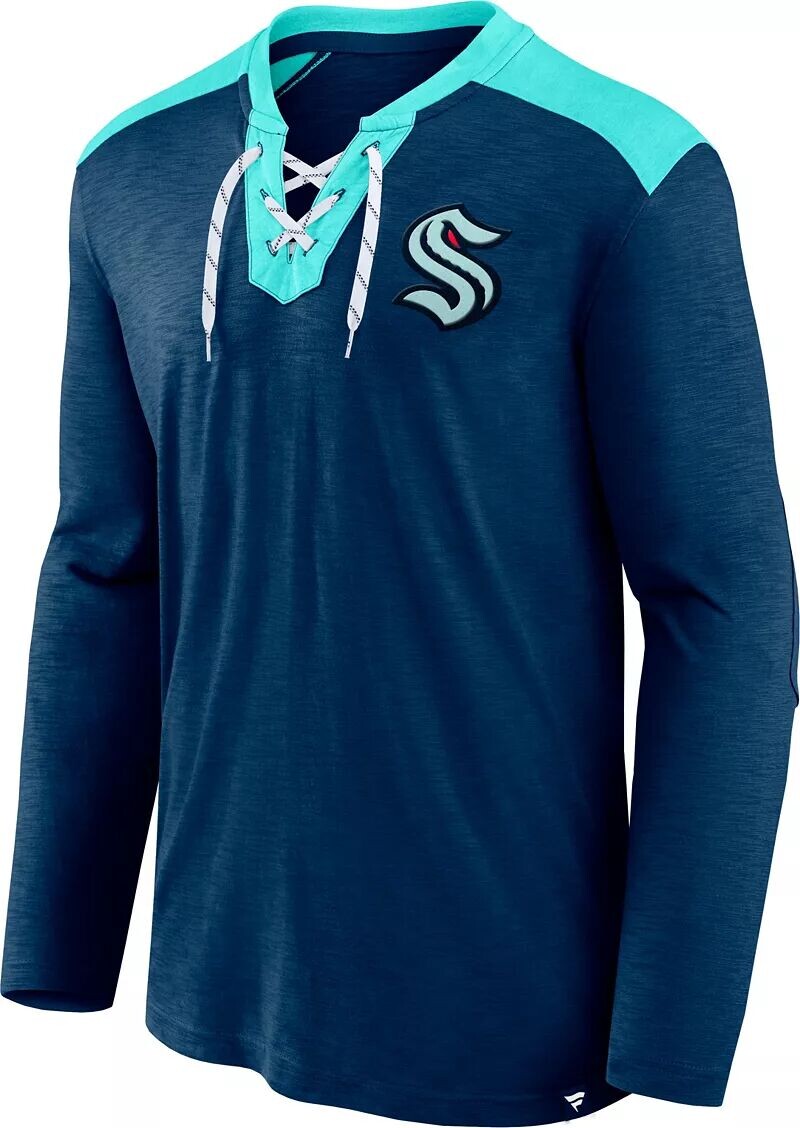 

NHL Seattle Kraken '22-'23 Special Edition Slub ТЕМНО-СИНЯЯ футболка на шнуровке