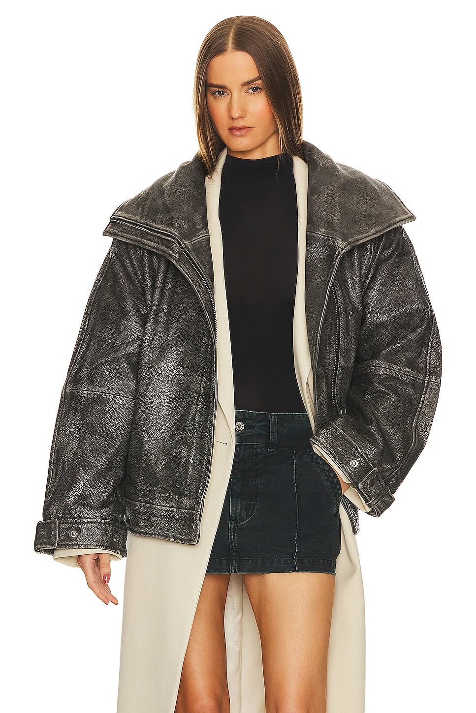 

Куртка REMAIN Leather Oversized, черный