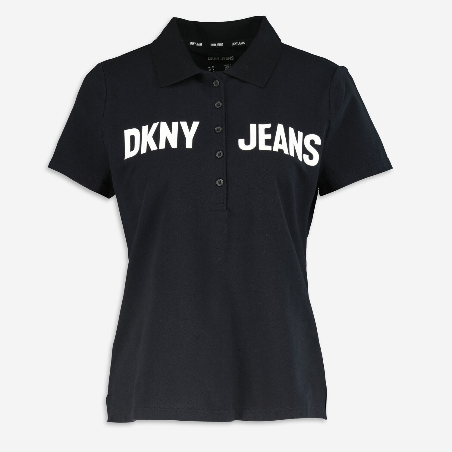

Черная рубашка-поло с белым логотипом DKNY Jeans