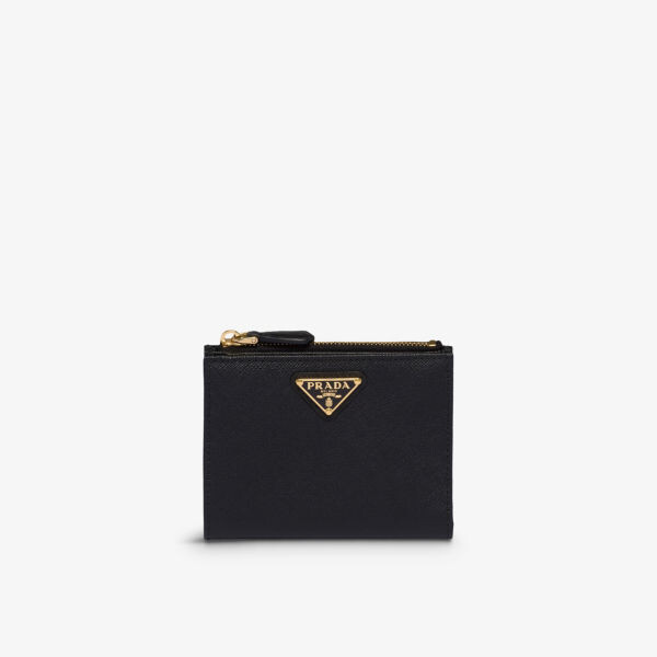 

Маленький кошелек из сафьяновой кожи с фирменной табличкой Prada, черный