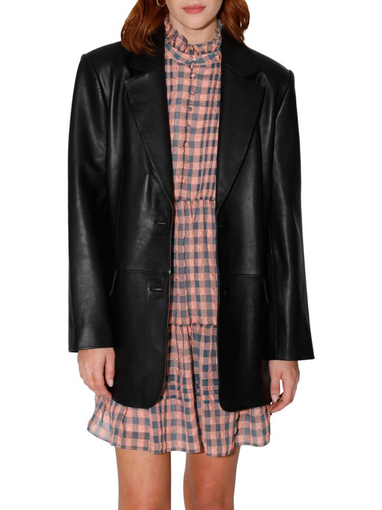 Кожаный пиджак оверсайз Kira Walter Baker, черный пиджак kira plastinina яркий 42 размер