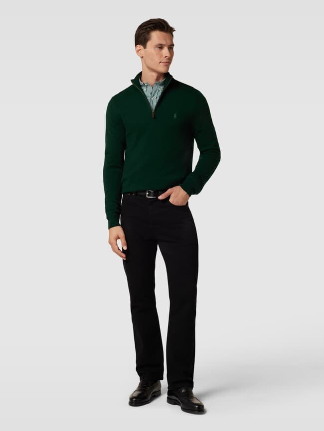 

Вязаный шерстяной свитер с вышивкой логотипа Polo Ralph Lauren, темно-зеленый