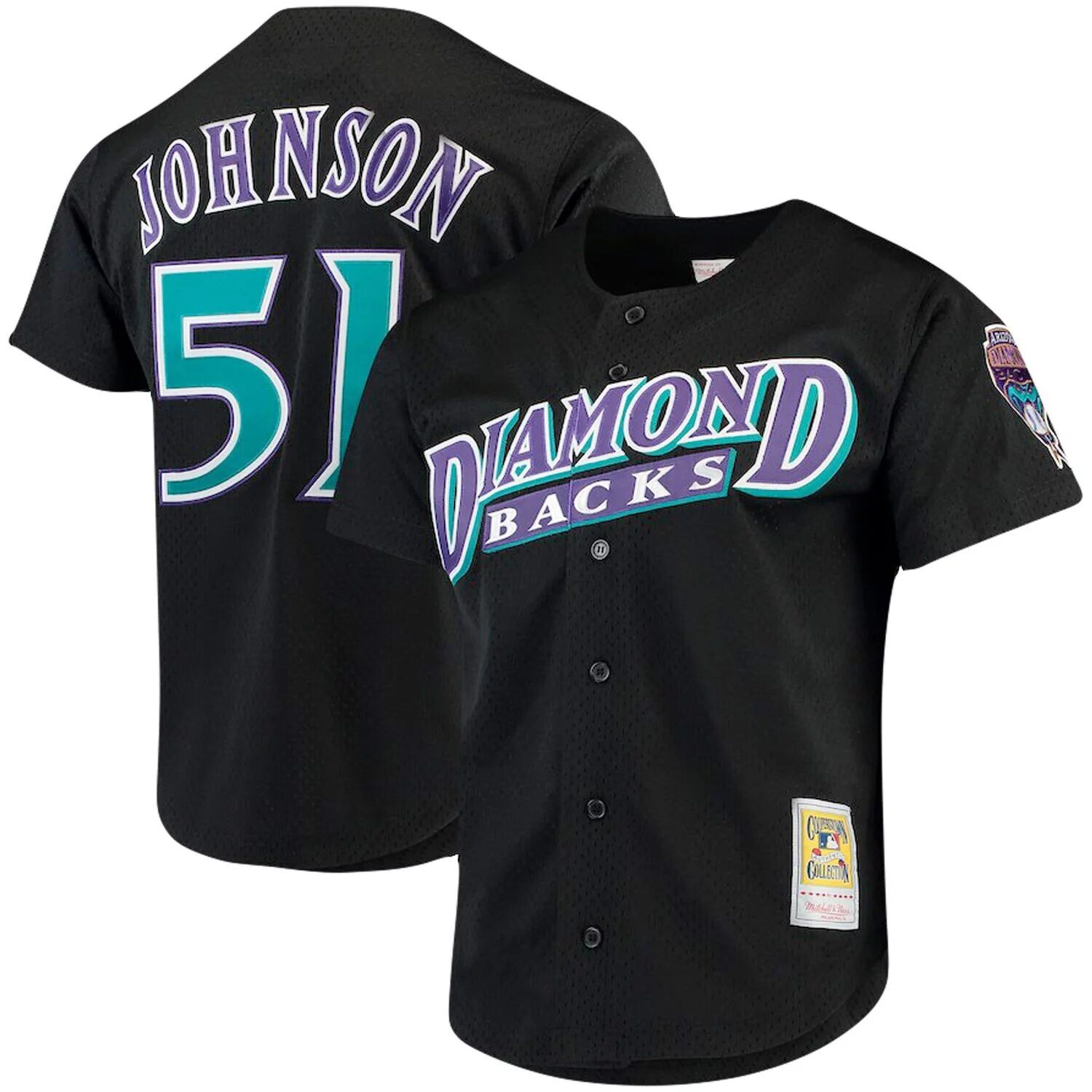 

Мужской сетчатый трикотаж на пуговицах Mitchell & Ness Randy Johnson Black Arizona Diamondbacks Big & Tall Cooperstown Collection