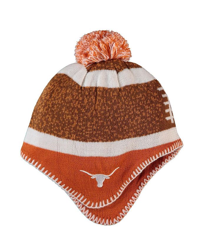 Вязаная шапка с футбольной головой Texas Longhorns для маленьких мальчиков и девочек коричневого и техасского оранжевого цвета с помпоном Outerstuff, мультиколор