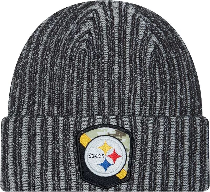 

Мужская черная вязаная шапка New Era Pittsburgh Steelers 2023 Salute to Service
