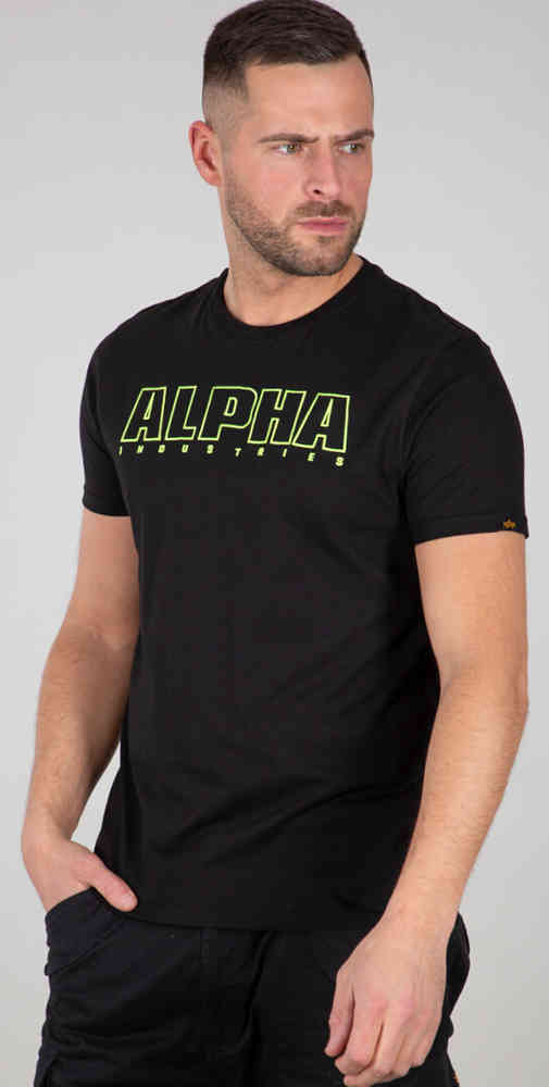 Тяжелая футболка с вышивкой Alpha Alpha Industries, черный/зеленый мужская футболка alpha industries x playboy bunny retro logo