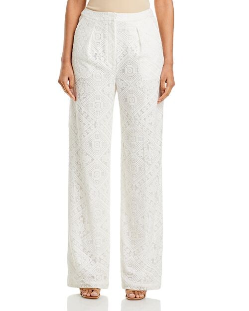 

Прямые кружевные брюки Misook, цвет White