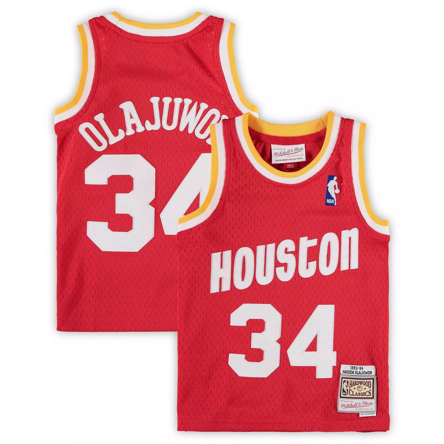 

Джерси команды Mitchell & Ness Hakeem Olajuwon Red Houston Rockets для дошкольников Hardwood Classics Throwback Team Unbranded