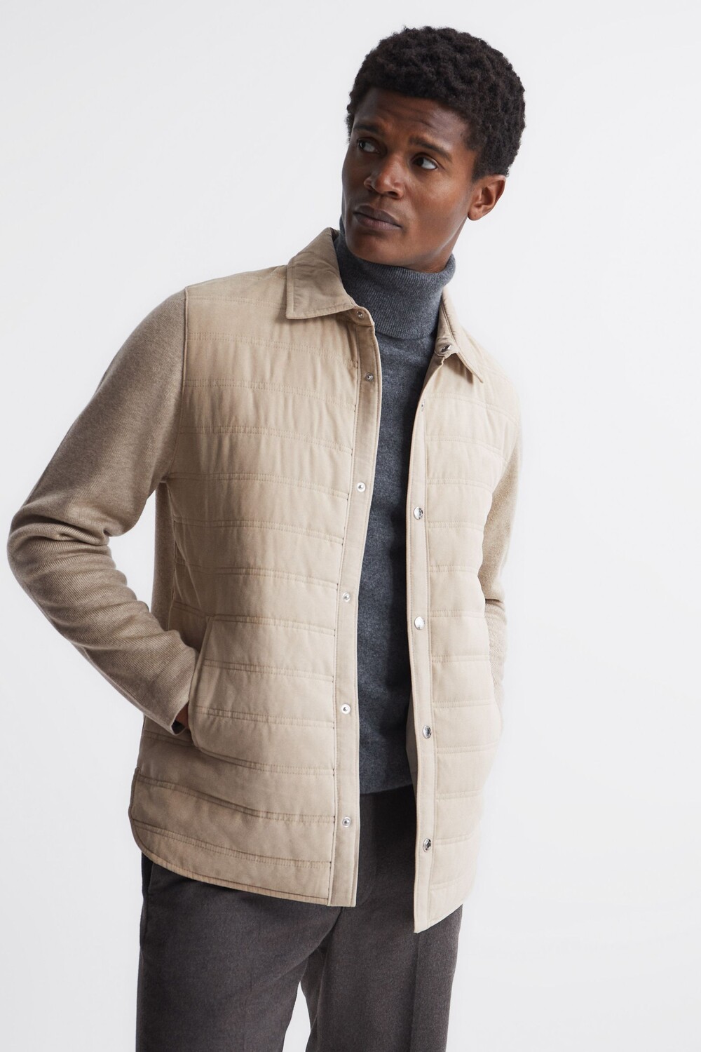 

Стеганая куртка Wandsworth из гибридной алькантары Reiss