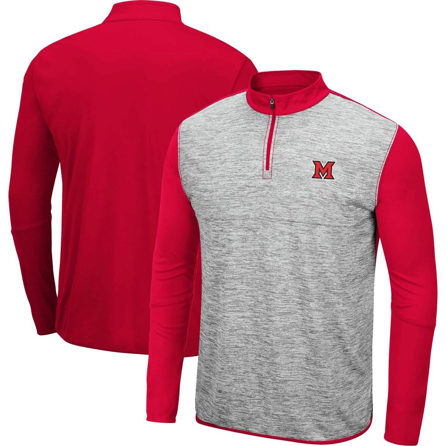 

Мужская куртка с молнией на четверть, серый/красный цвет Miami University RedHawks Prospect Colosseum