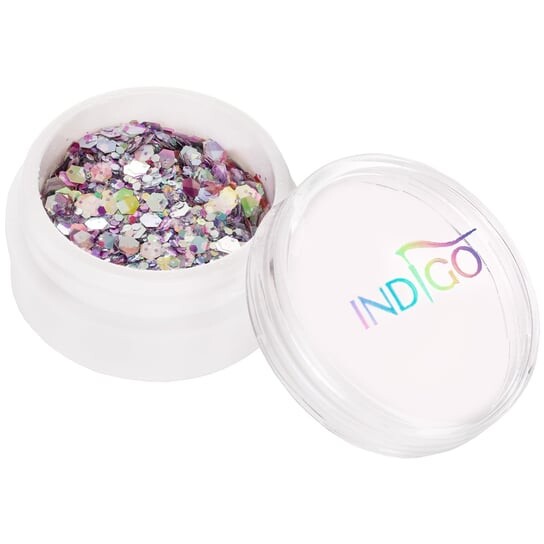 

Разноцветная блестящая пудра Indigo Barbirella для профессионального украшения ногтей и гибридного маникюра.