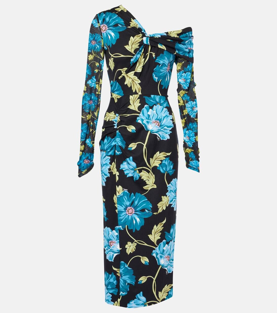 

Платье миди с богатым цветочным принтом Diane Von Furstenberg, цвет hendrix floral dark teal lg/sm