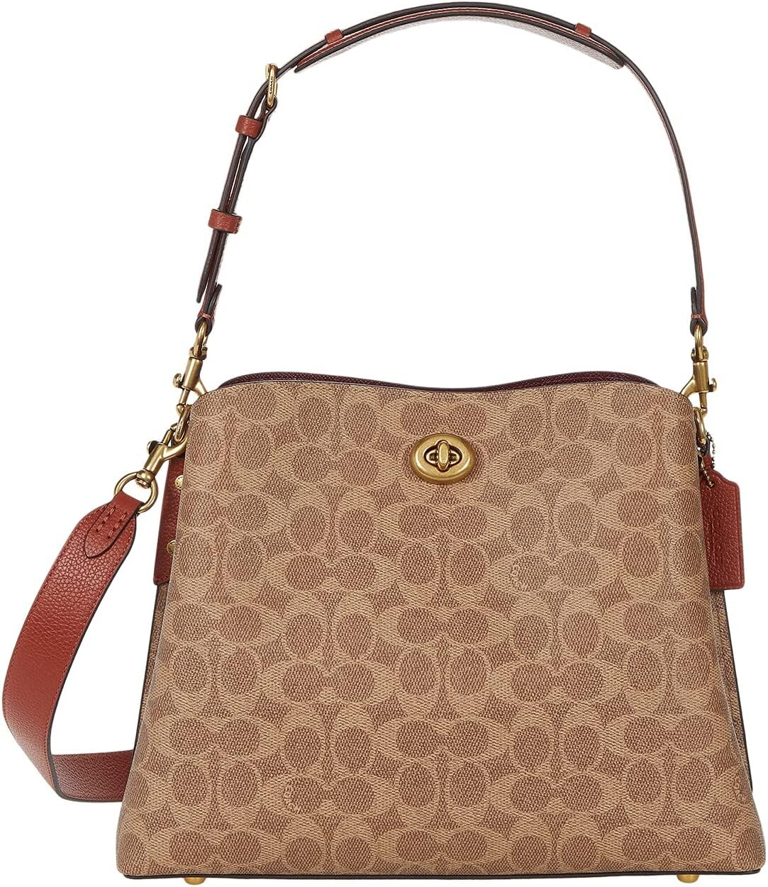 

Фирменная сумка через плечо Willow из холщовой ткани с покрытием COACH, цвет B4/Tan Rust
