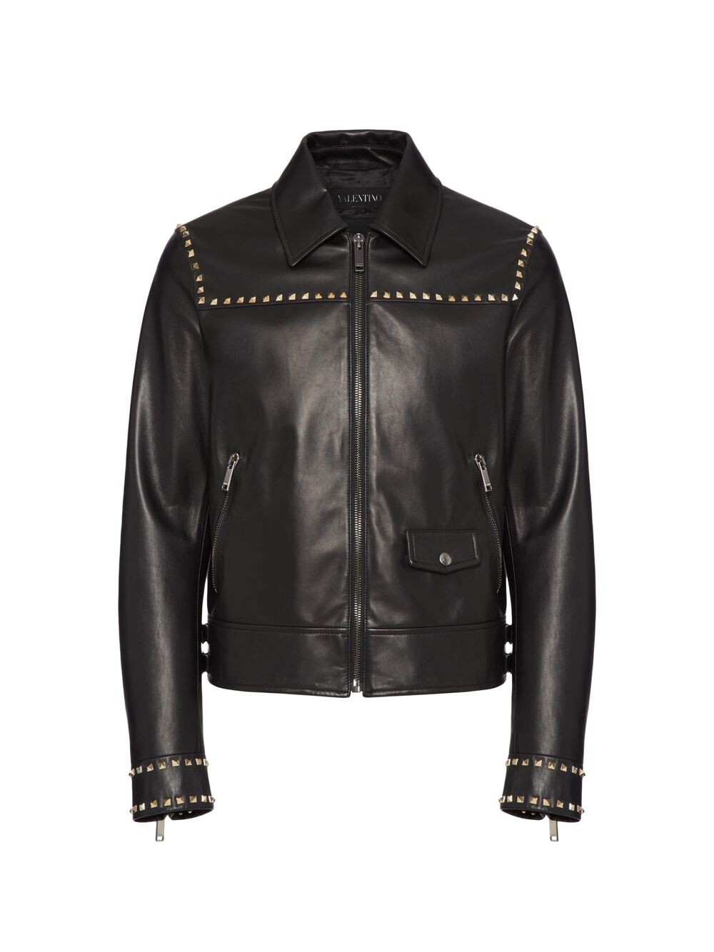 

Кожаная куртка Rockstud Untitled с заклепками Valentino, черный