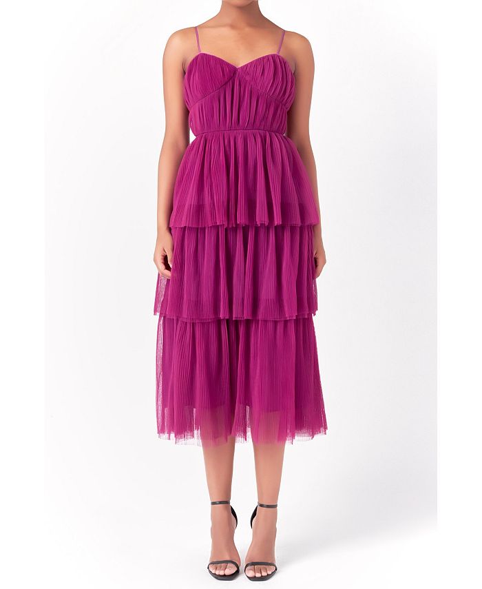 цена Женское многоярусное платье миди из тюля endless rose, фиолетовый