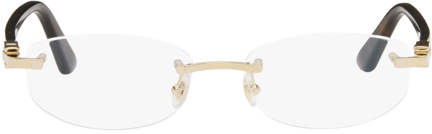 

Золотые овальные очки Cartier, цвет Gold/Havana/Transparent