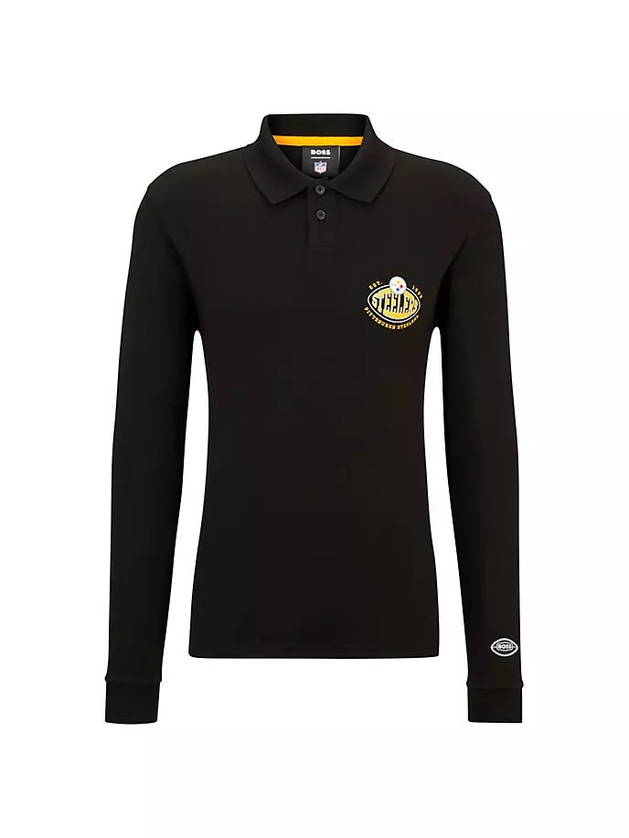 

Рубашка-поло с длинными рукавами и совместным брендингом BOSS x NFL Boss, цвет steelers charcoal