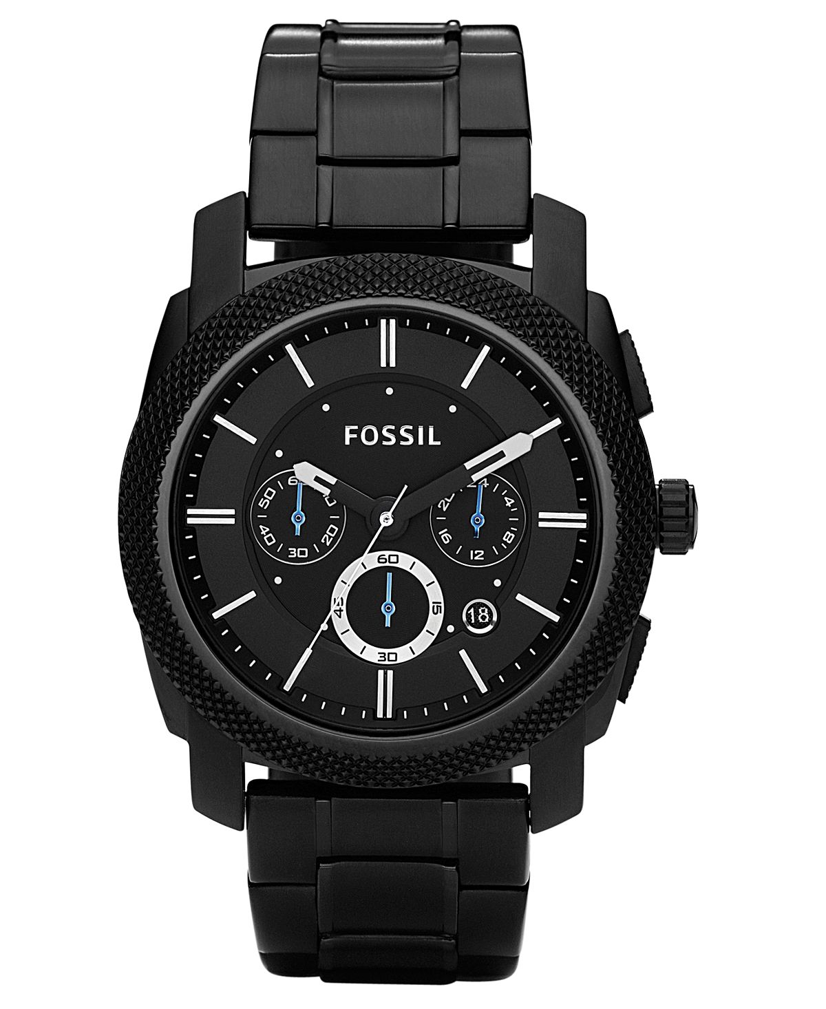 Мужские часы с хронографом, черный браслет из нержавеющей стали, 45 мм FS4552 Fossil