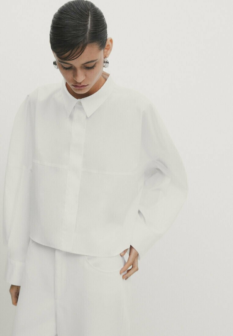 

Блузка-рубашка STUDIO-CROPPED Massimo Dutti, цвет white