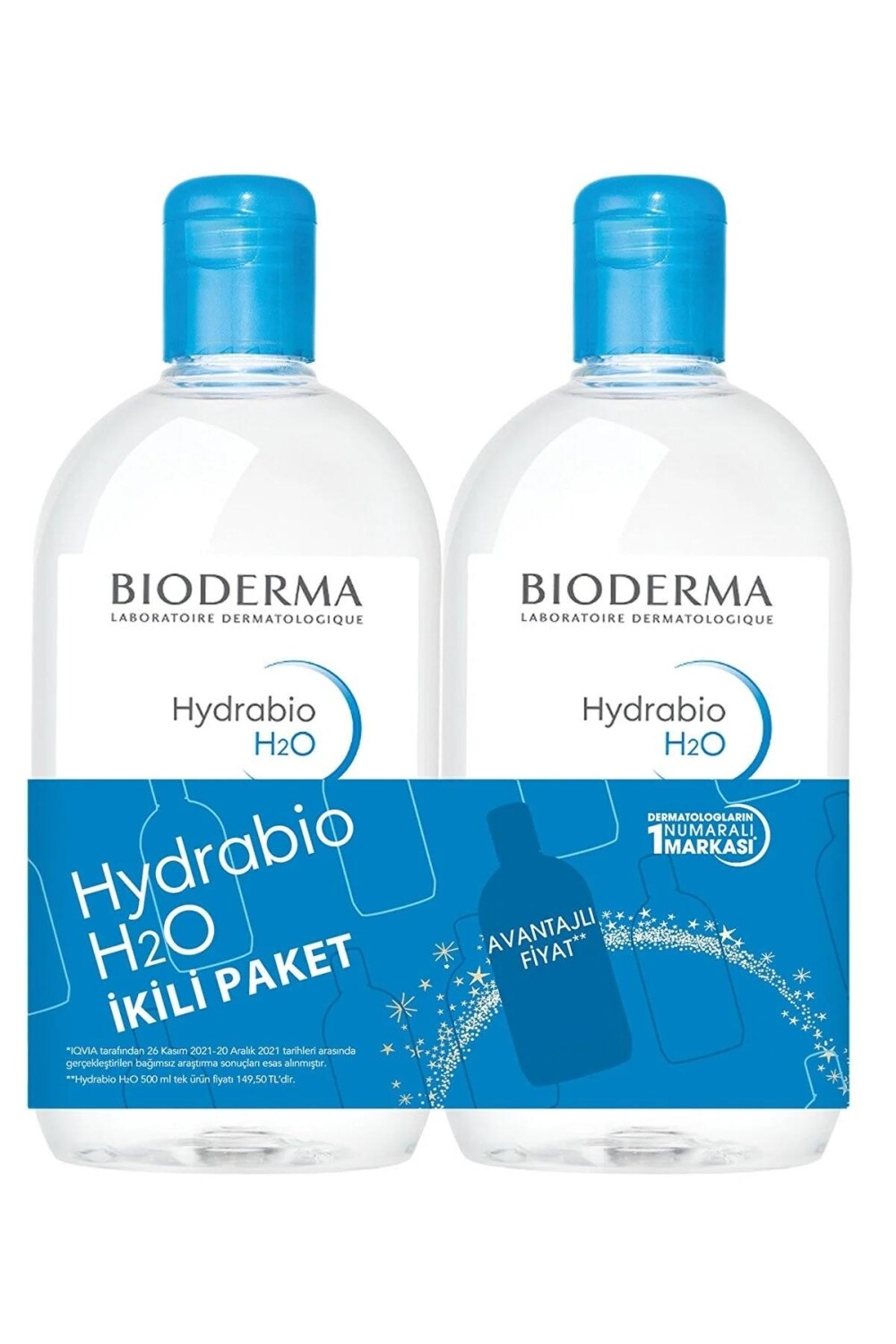 

Bioderma Hydrabio H2O 500 мл, 2 упаковки мицеллярного раствора