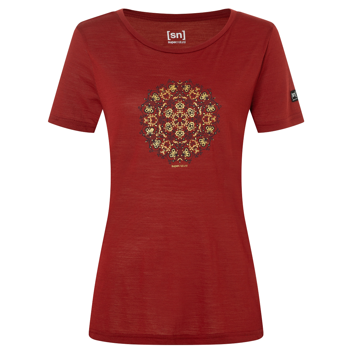 

Рубашка из мериноса Super.Natural Ornament Tee, цвет Sun Dried Tomato/Mysterioso/Gold