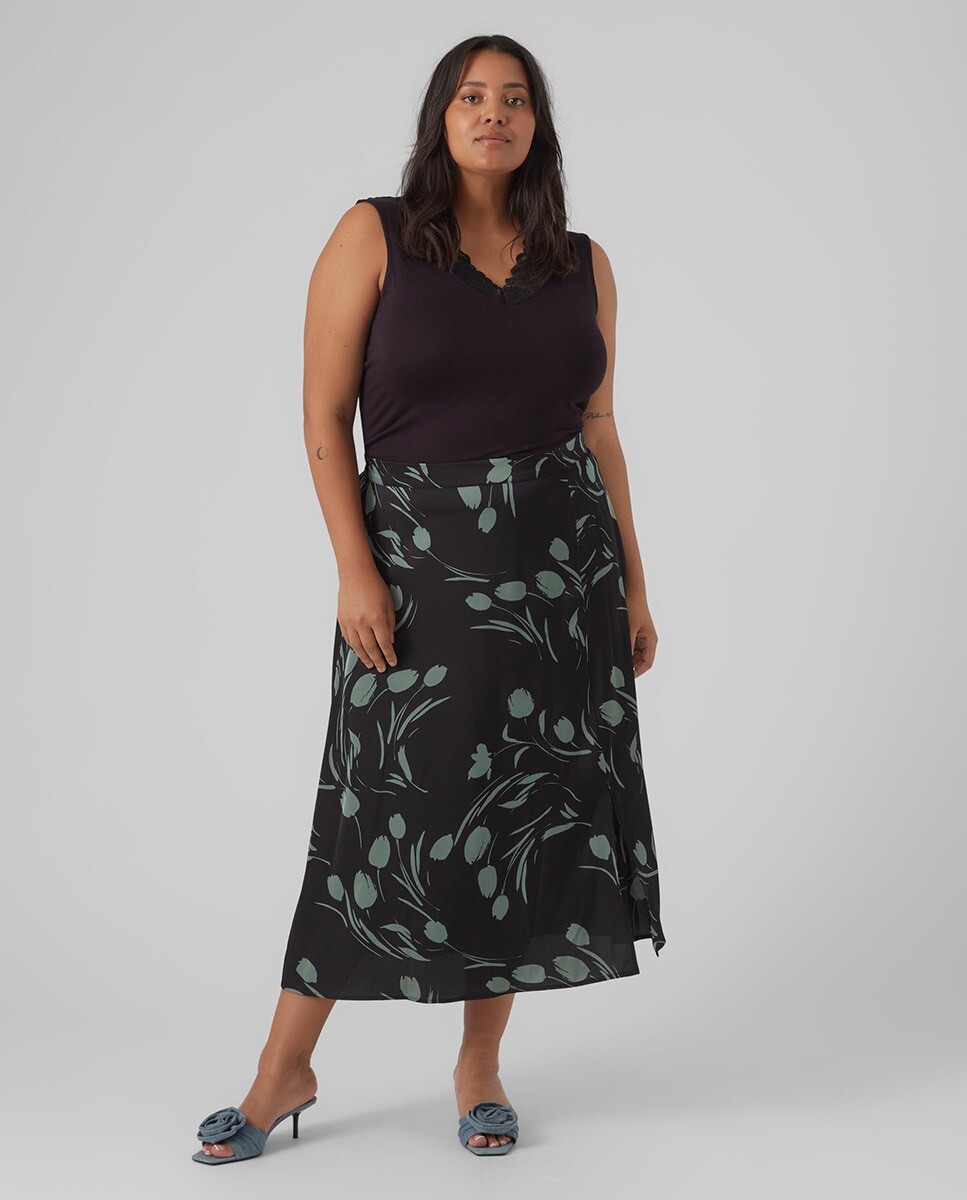 

Юбка миди с принтом Vero Moda Curve, черный