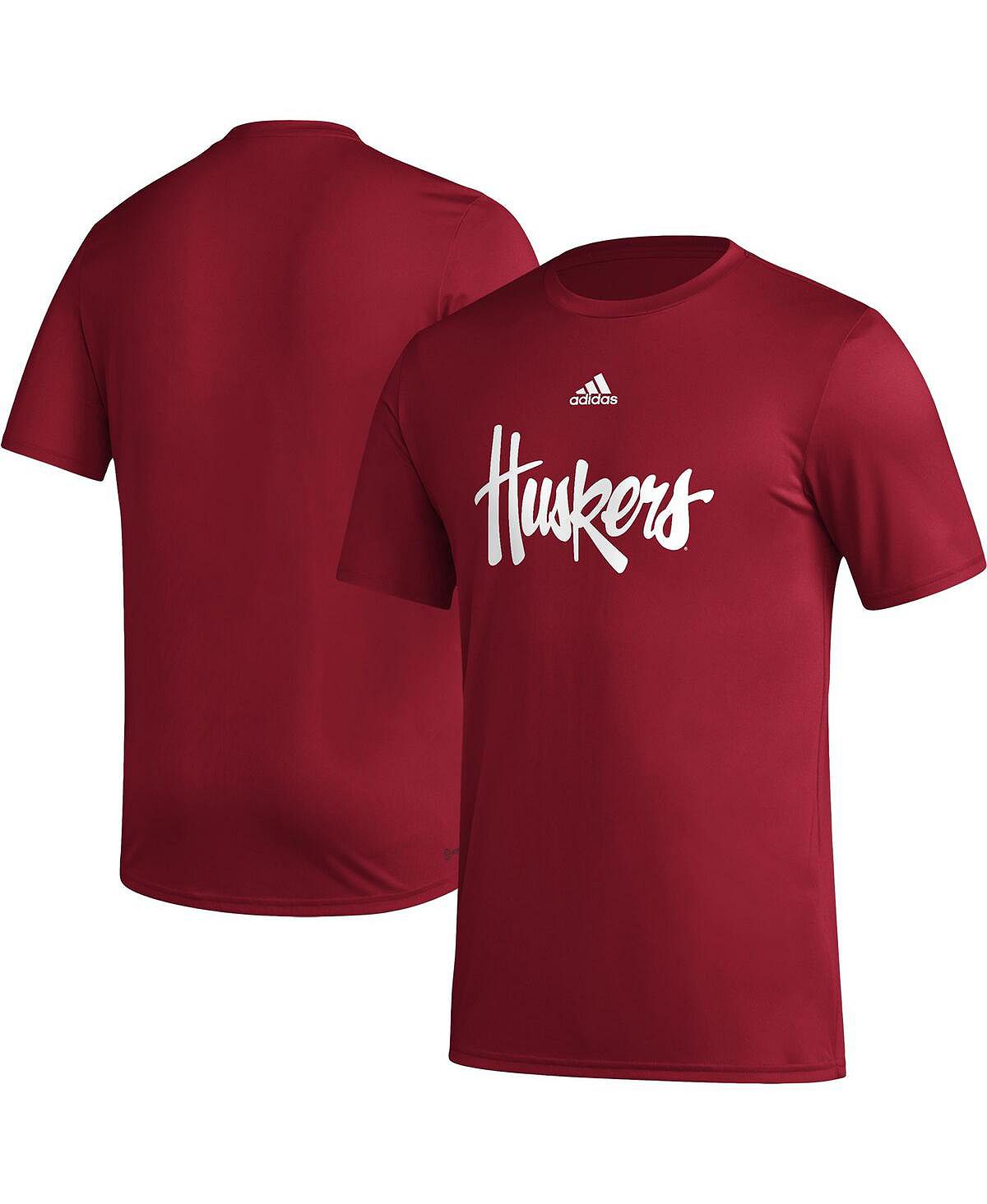 Мужская футболка Scarlet Nebraska Huskers Basics Secondary Pre-Game AEROREADY adidas