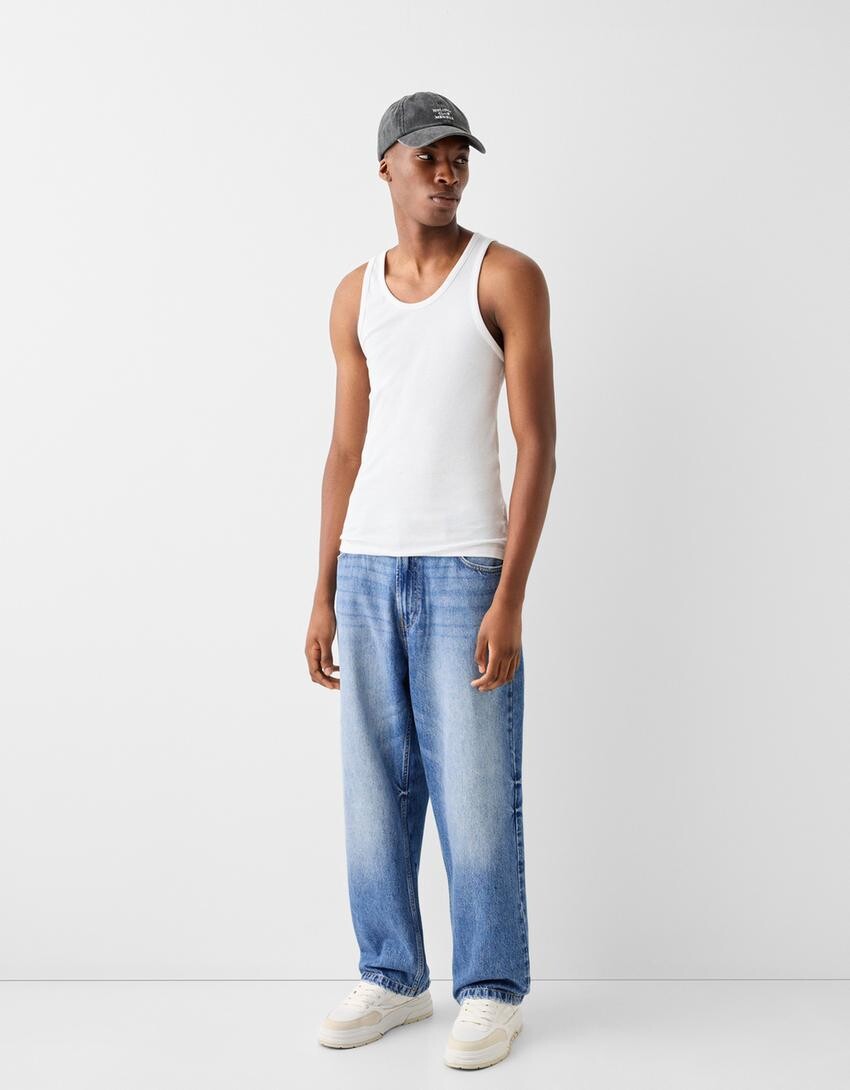 

Мешковатые джинсы Bershka, голубой
