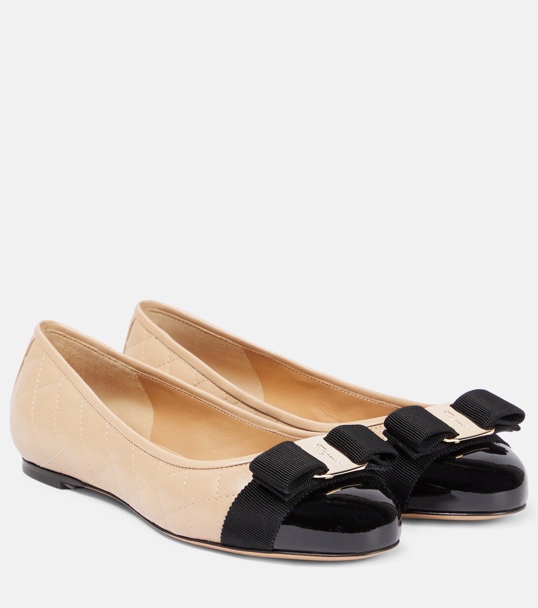 

Стеганые кожаные балетки Varina Ferragamo, бежевый