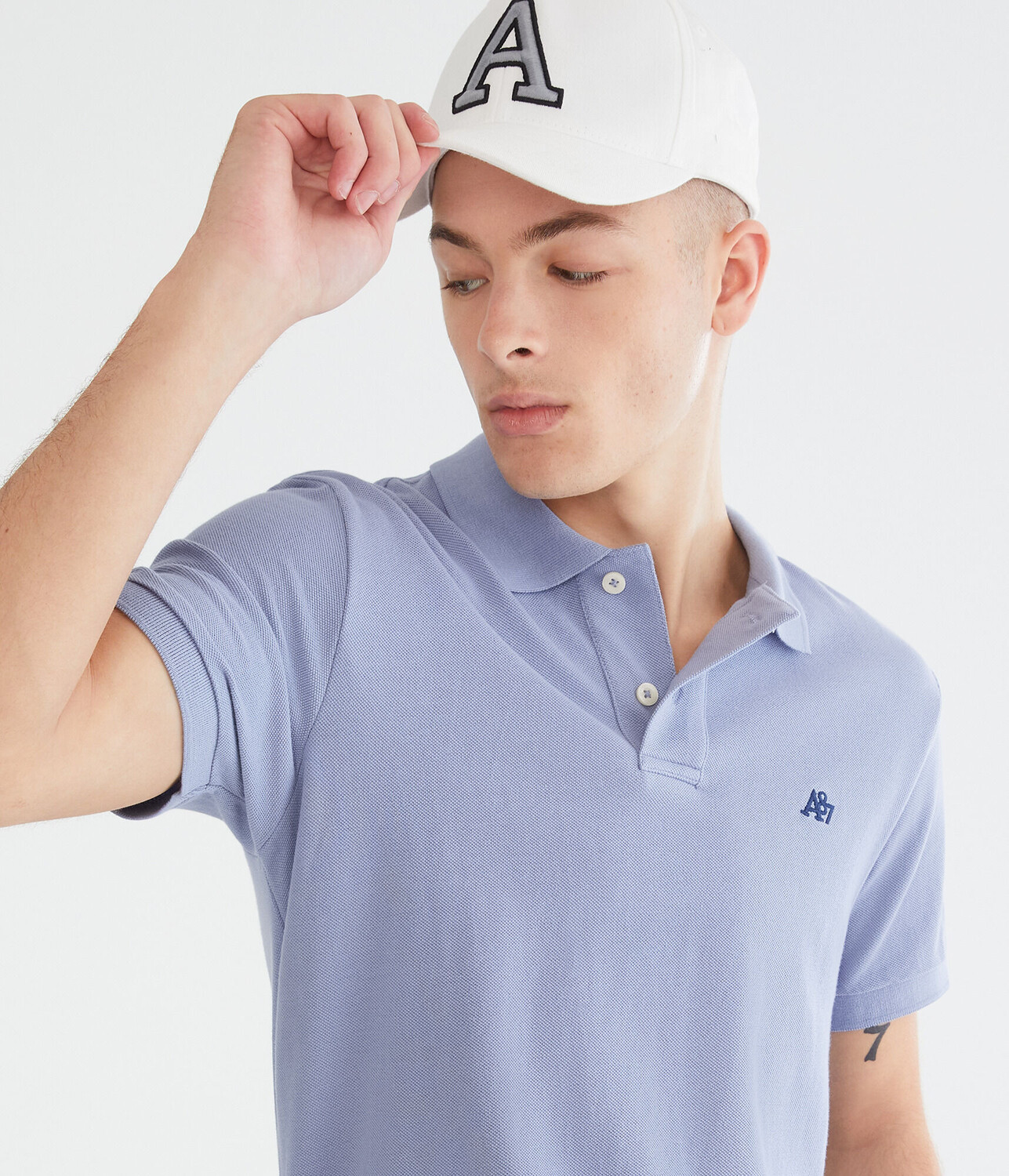 

Поло из пике с логотипом A87 Aeropostale, синий