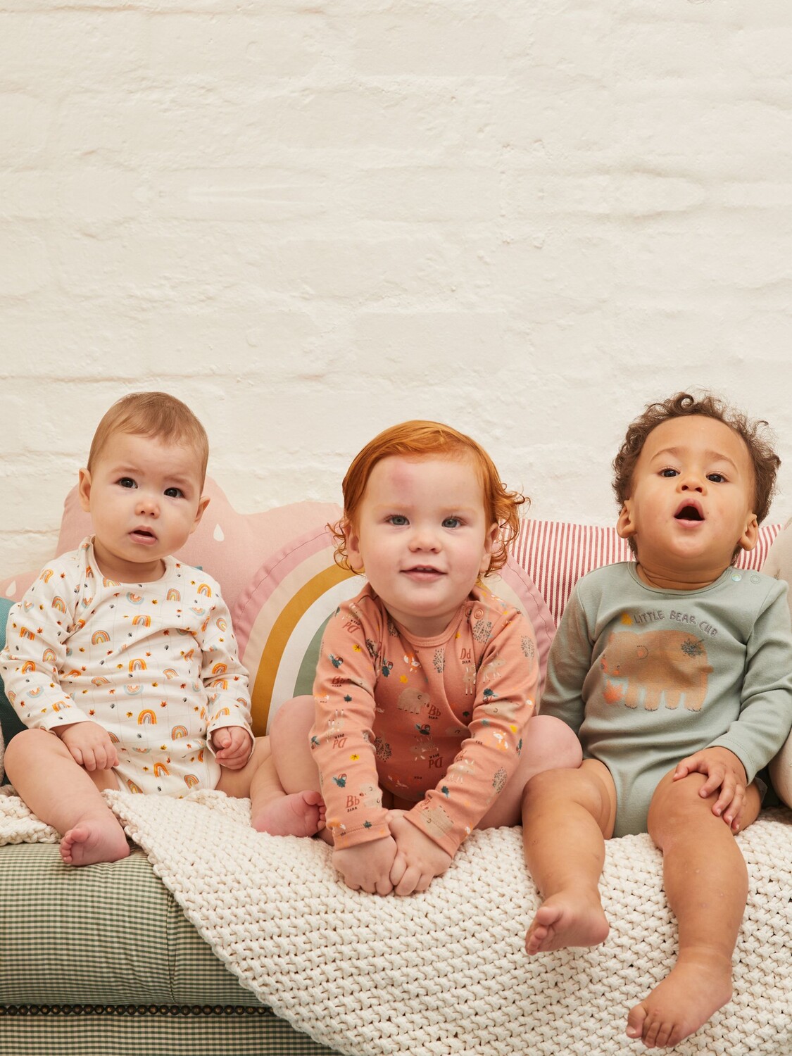 

Боди Mini Cuddles Baby с принтом природы, упаковка из 3 шт., коричневый/белый/зеленый