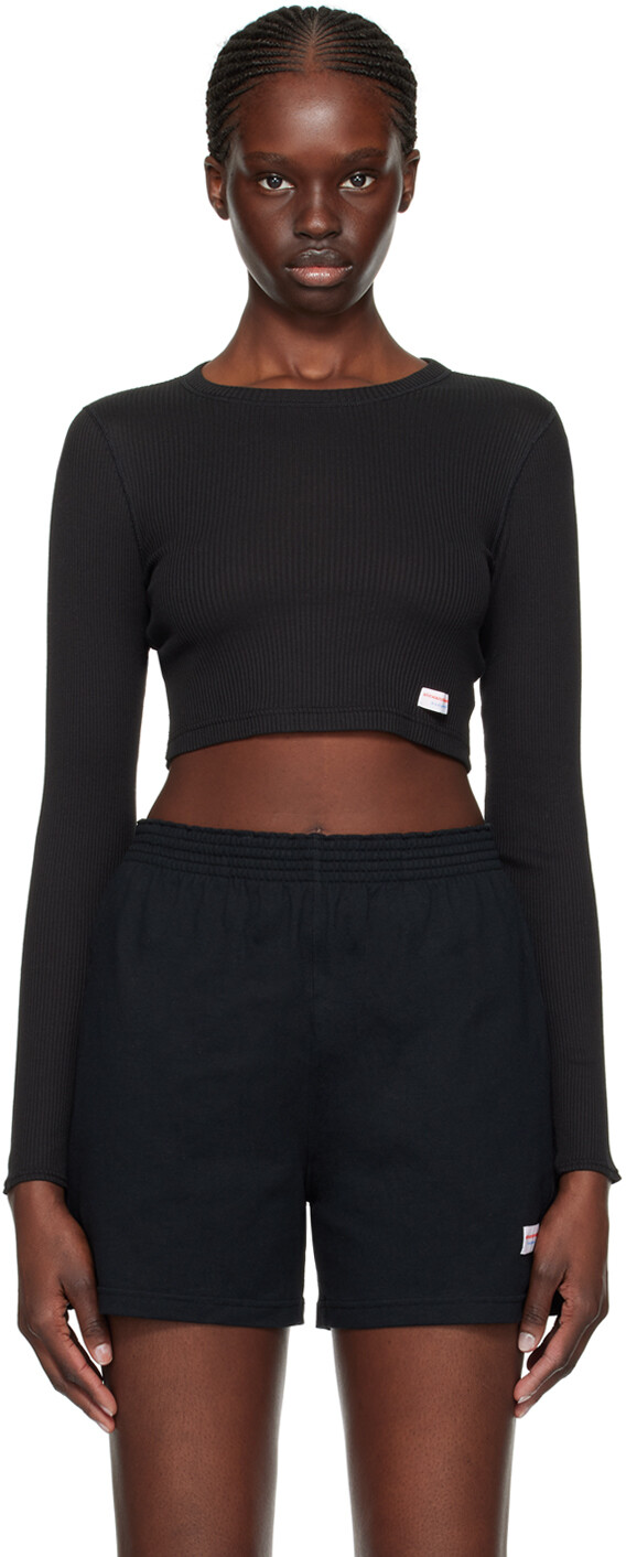 

Черная укороченная футболка с длинным рукавом Alexander Wang