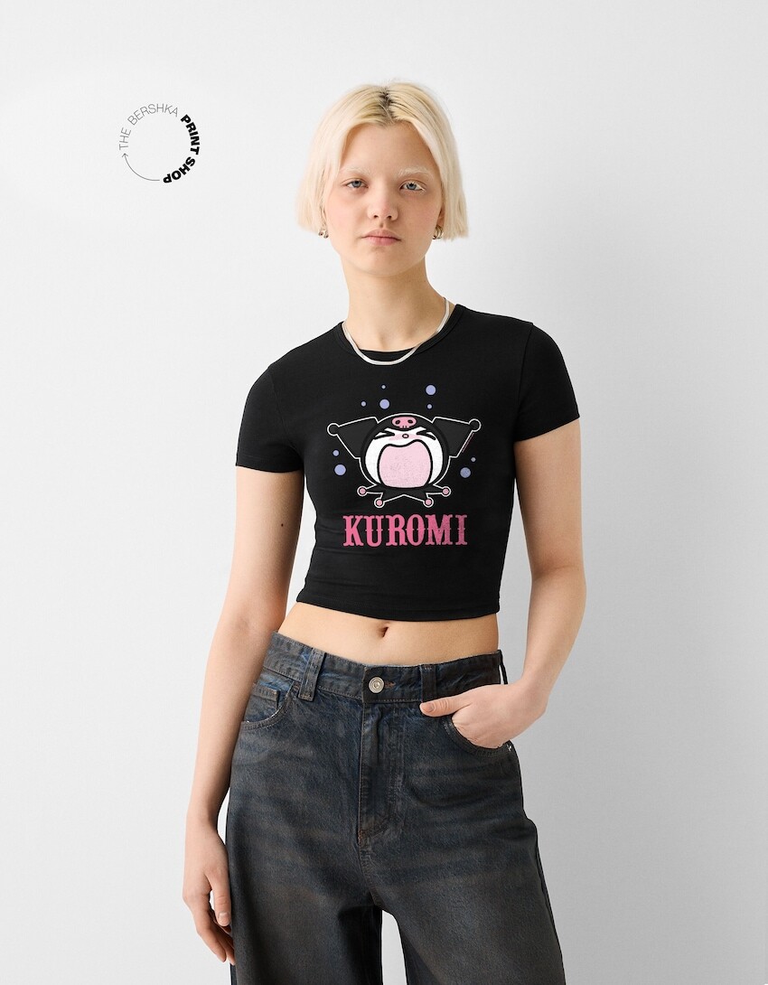

Футболка куроми с коротким рукавом Bershka, черный