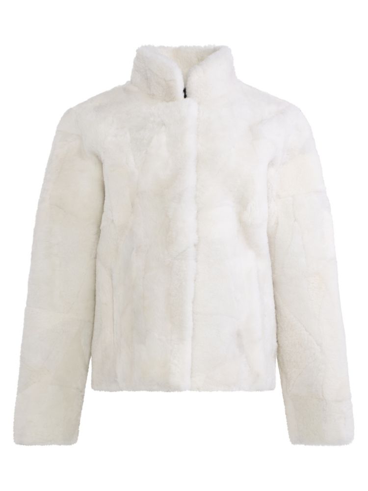кожаная куртка wolfie furs с молнией спереди и отделкой из овчины made for generation caramel Куртка из овчины Made For Generations с распущенными волосами Wolfie Furs, белый