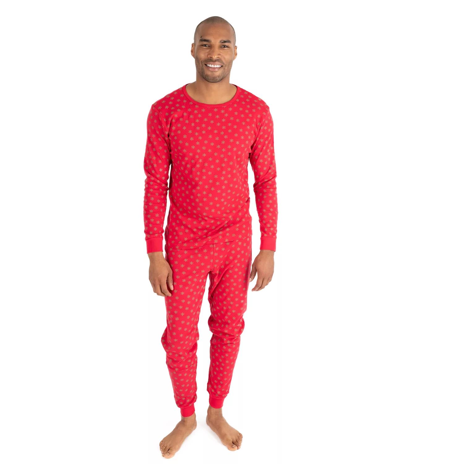 цена Мужская хлопковая пижама из двух предметов Leveret Снежинка